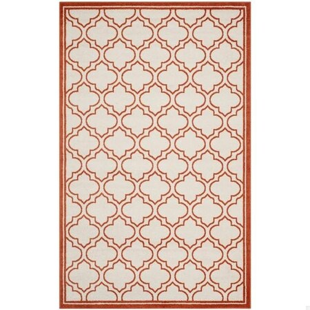 Safavieh 2 Ft.-6 In. X 4 Ft. Runner Indoor-Outdoor Amherst- Ivory And Orange Power Loomed Rug AMT412F-24